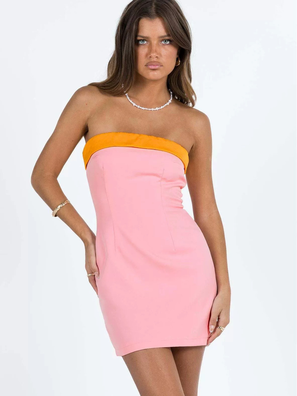 Zara Spring Color Block Strapless Bodycon Mini Dress